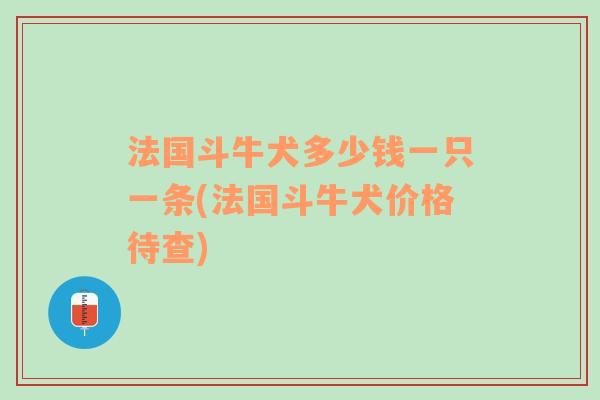 法国斗牛犬多少钱一只一条(法国斗牛犬价格待查)