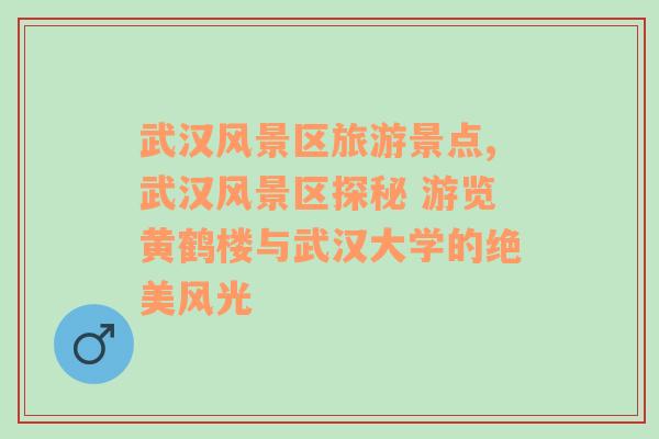 武汉风景区旅游景点,武汉风景区探秘 游览黄鹤楼与武汉大学的绝美风光