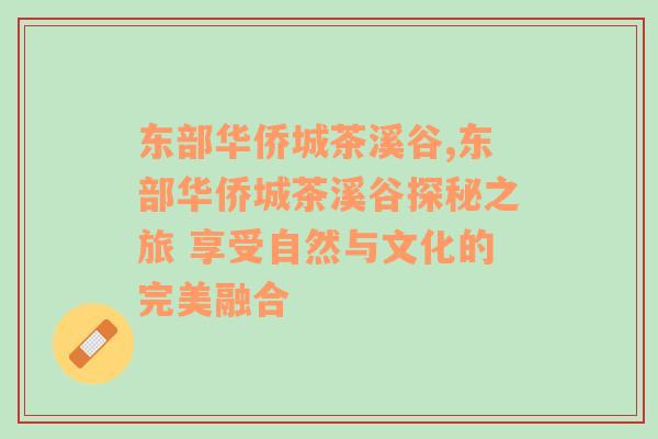 东部华侨城茶溪谷,东部华侨城茶溪谷探秘之旅 享受自然与文化的完美融合