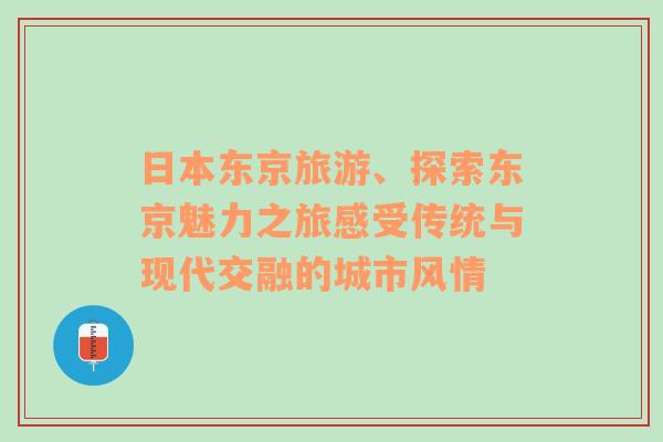 日本东京旅游、探索东京魅力之旅感受传统与现代交融的城市风情