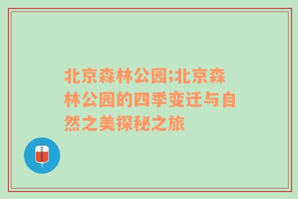 北京森林公园;北京森林公园的四季变迁与自然之美探秘之旅